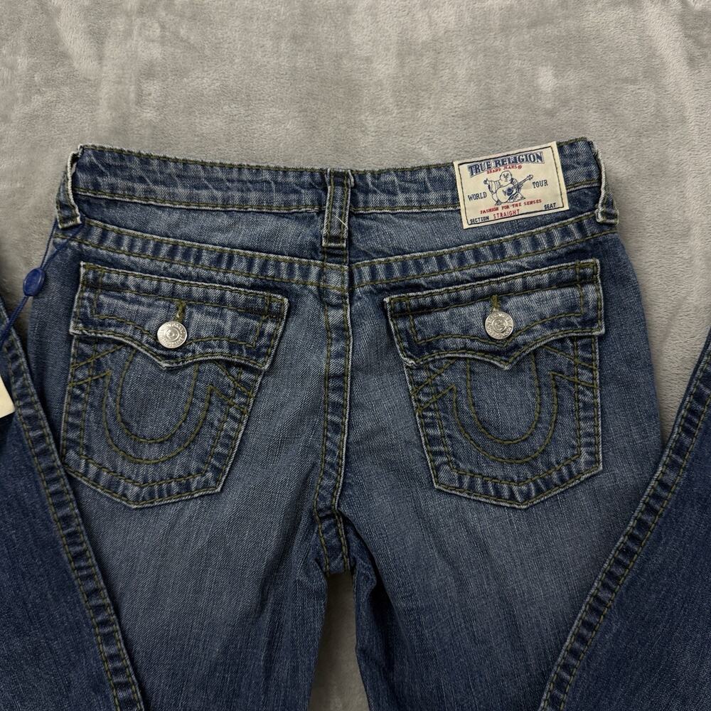 NWT True Religion Youth Boys 18 Jeans 30x30 Straight Big T Club Blue Flap Y2K